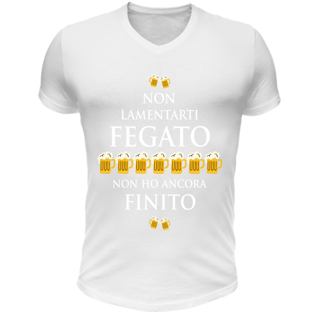 T-Shirt Unisex Scollo V Fegato - Scritte Divertenti