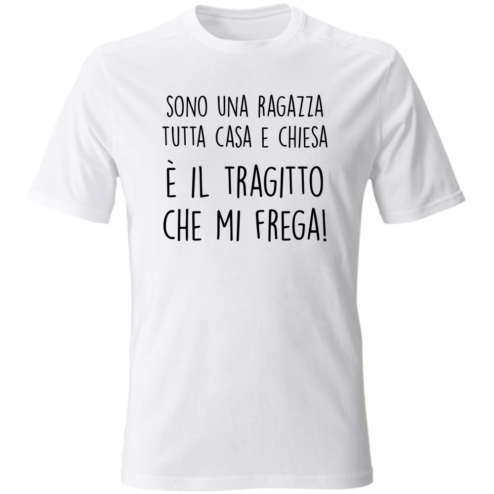 T-Shirt Unisex Casa e chiesa - Scritte Divertenti - Chiara