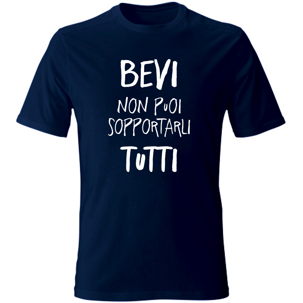 T-Shirt Unisex Large Sopportarli tutti - Scritte Divertenti