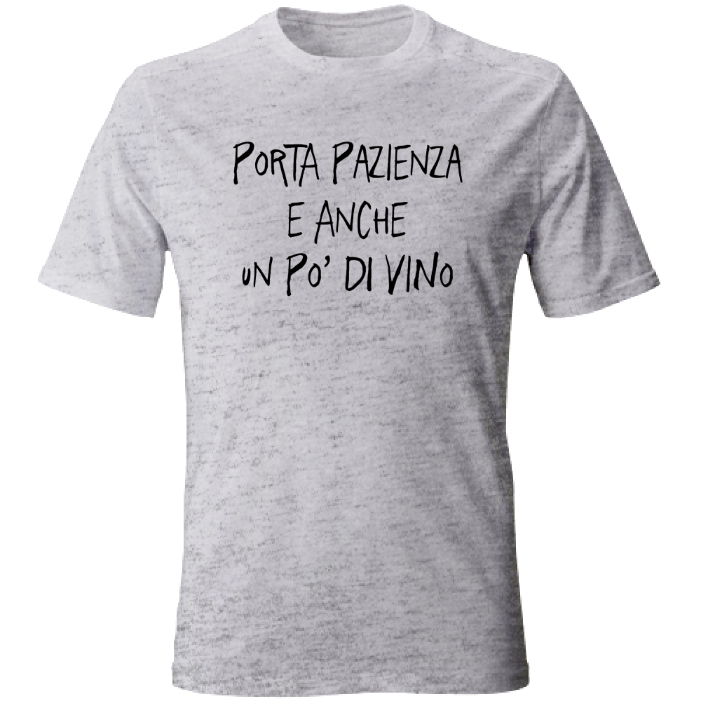 T-Shirt Unisex Pazienza e vino - Scritte Divertenti - Chiara