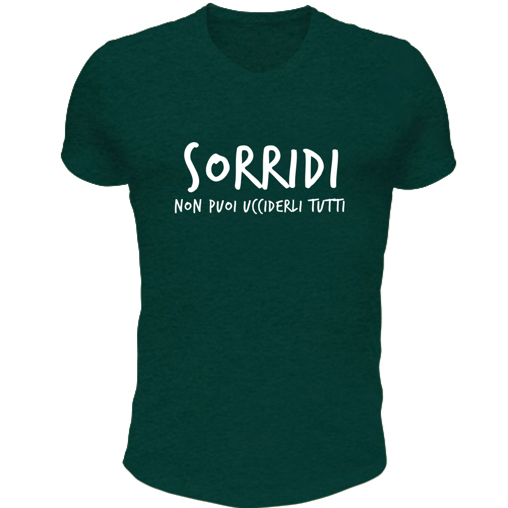 T-Shirt Unisex Scollo V Sorridi - Scritte Divertenti