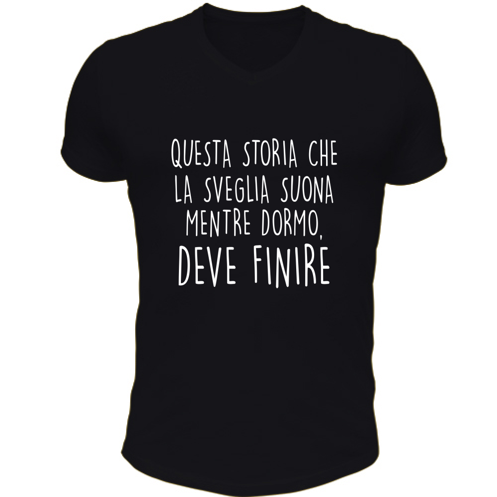 T-Shirt Unisex Scollo V Mentre dormo - Scritte Divertenti