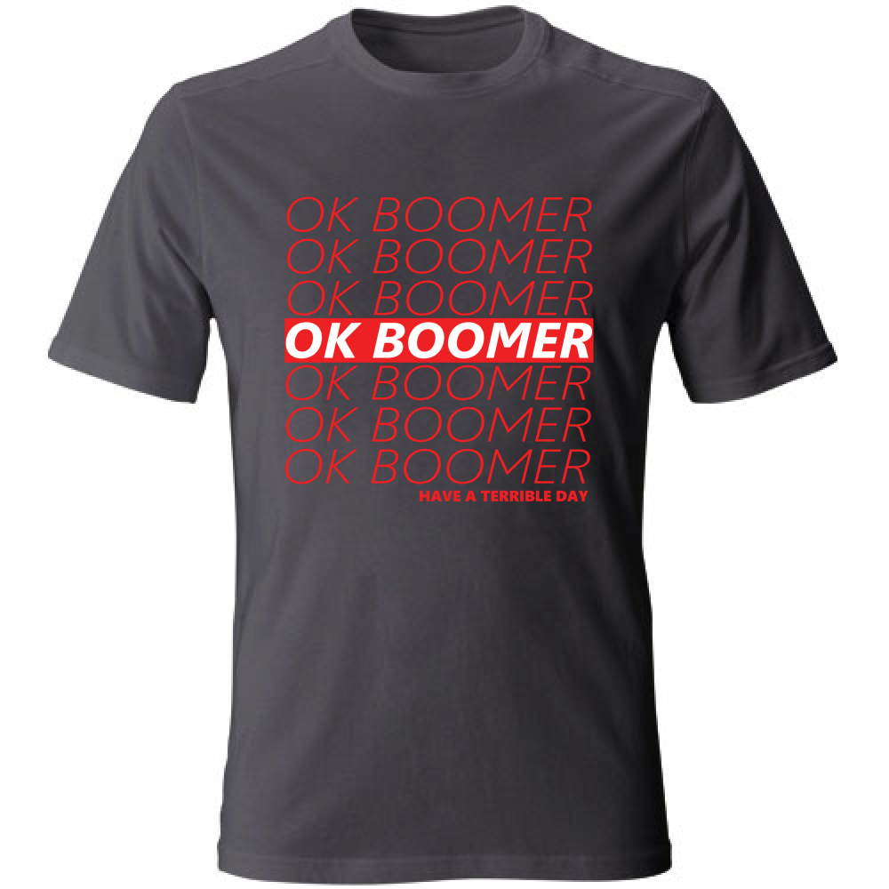 T-Shirt Unisex Large Ok Boomer Maglietta