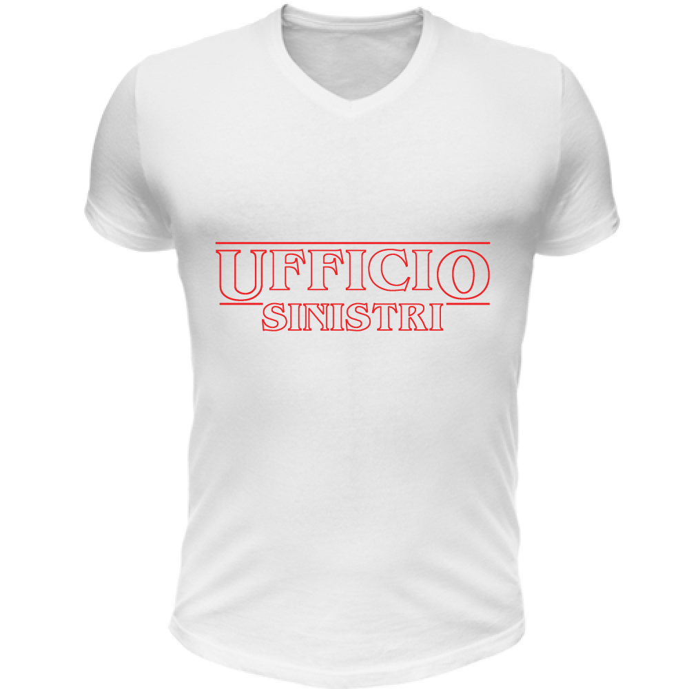 T-Shirt Unisex Scollo V Strange Ufficio Sinistri