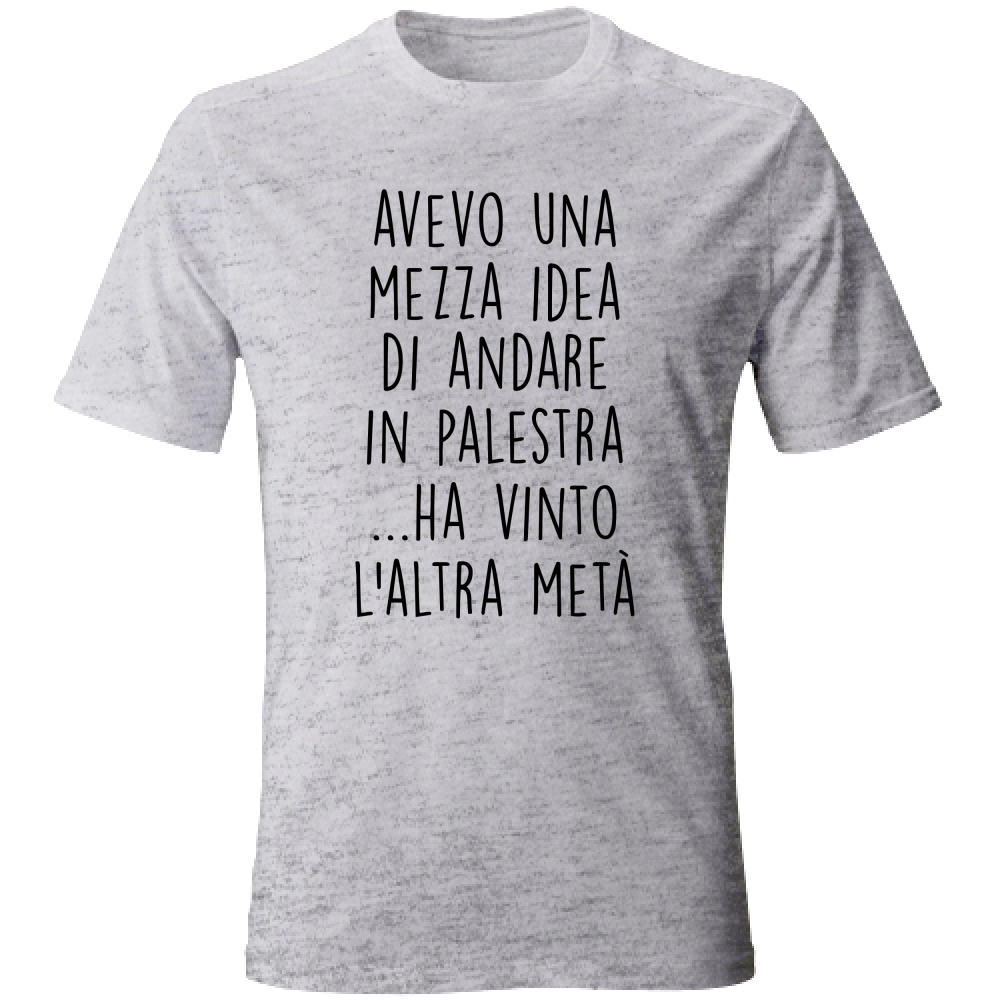 T-Shirt Unisex Mezza idea - Scritte Divertenti - Chiara