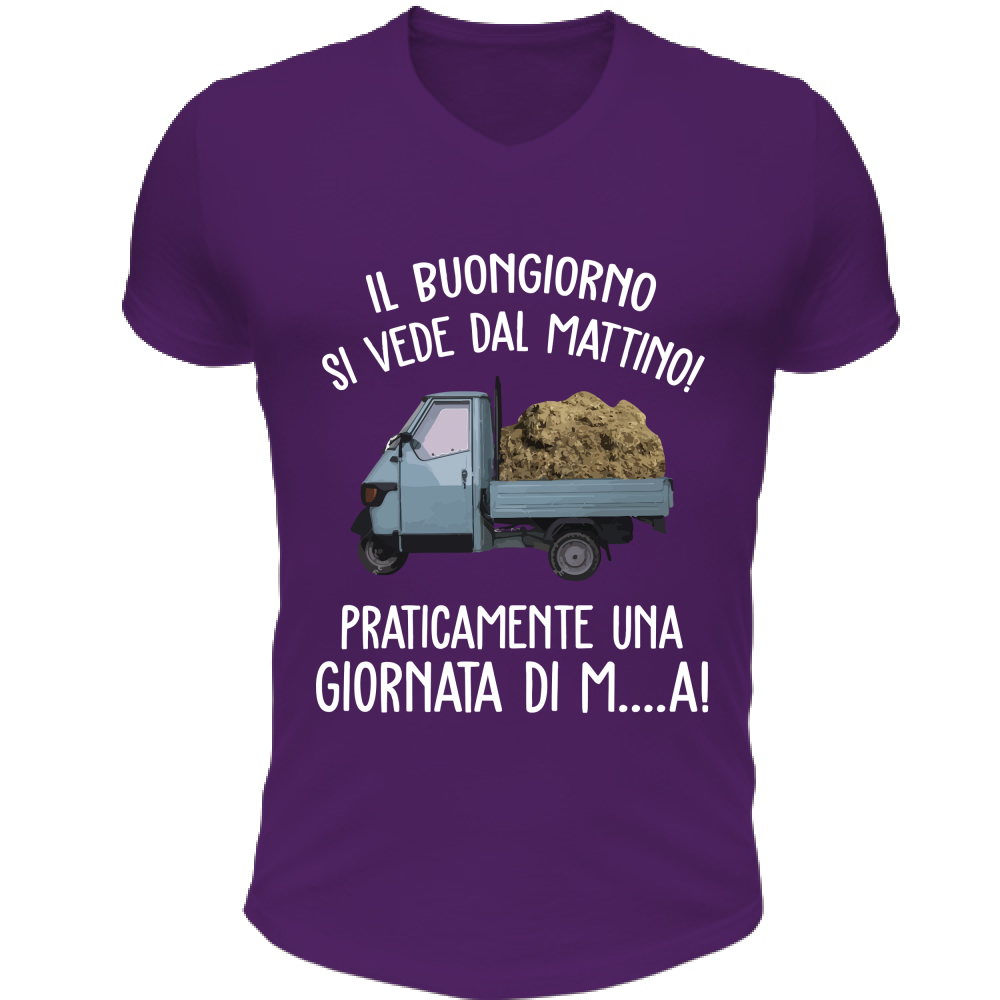 T-Shirt Unisex Scollo V Buongiorno si vede dal mattino