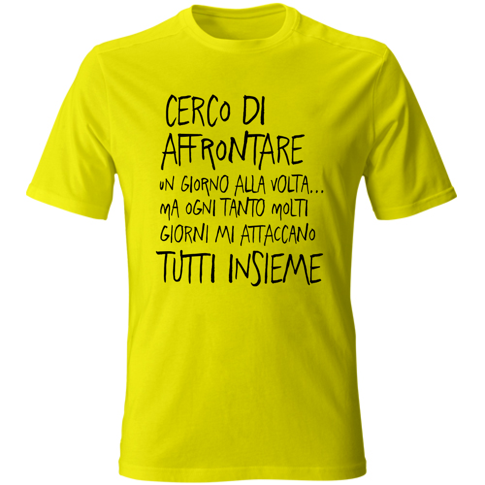 T-Shirt Unisex Un giorno alla volta- Scritte Divertenti - Chiara