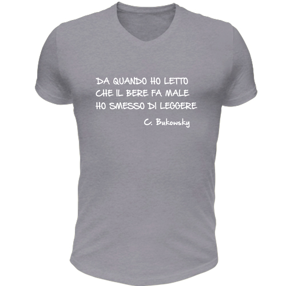 T-Shirt Unisex Scollo V Ho smesso di leggere - Scritte Divertenti