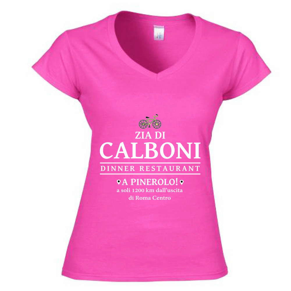 T-Shirt Donna Scollo V Zia di Calboni Restaurant