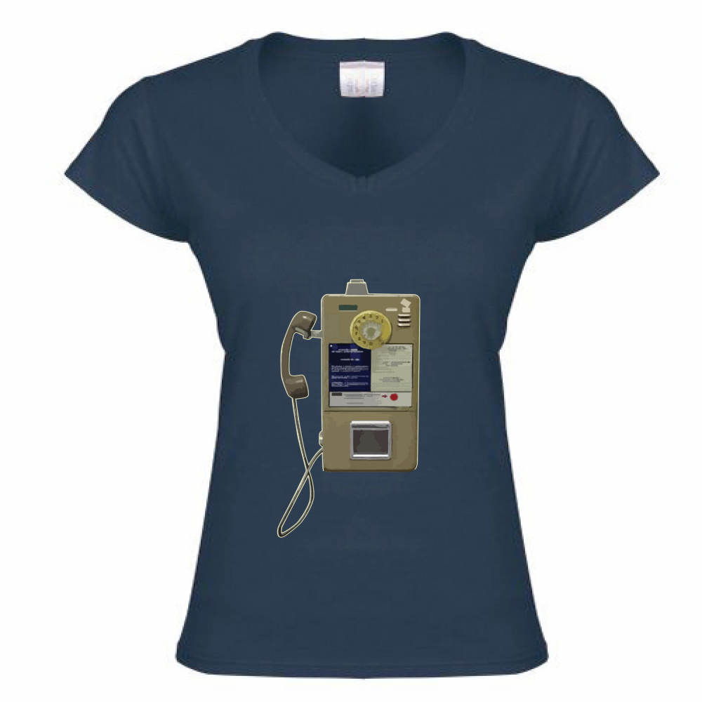 T-Shirt Donna Scollo V Telefono a gettoni