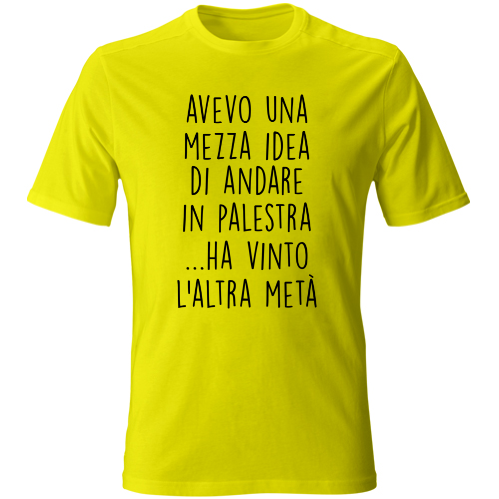 T-Shirt Unisex Mezza idea - Scritte Divertenti - Chiara