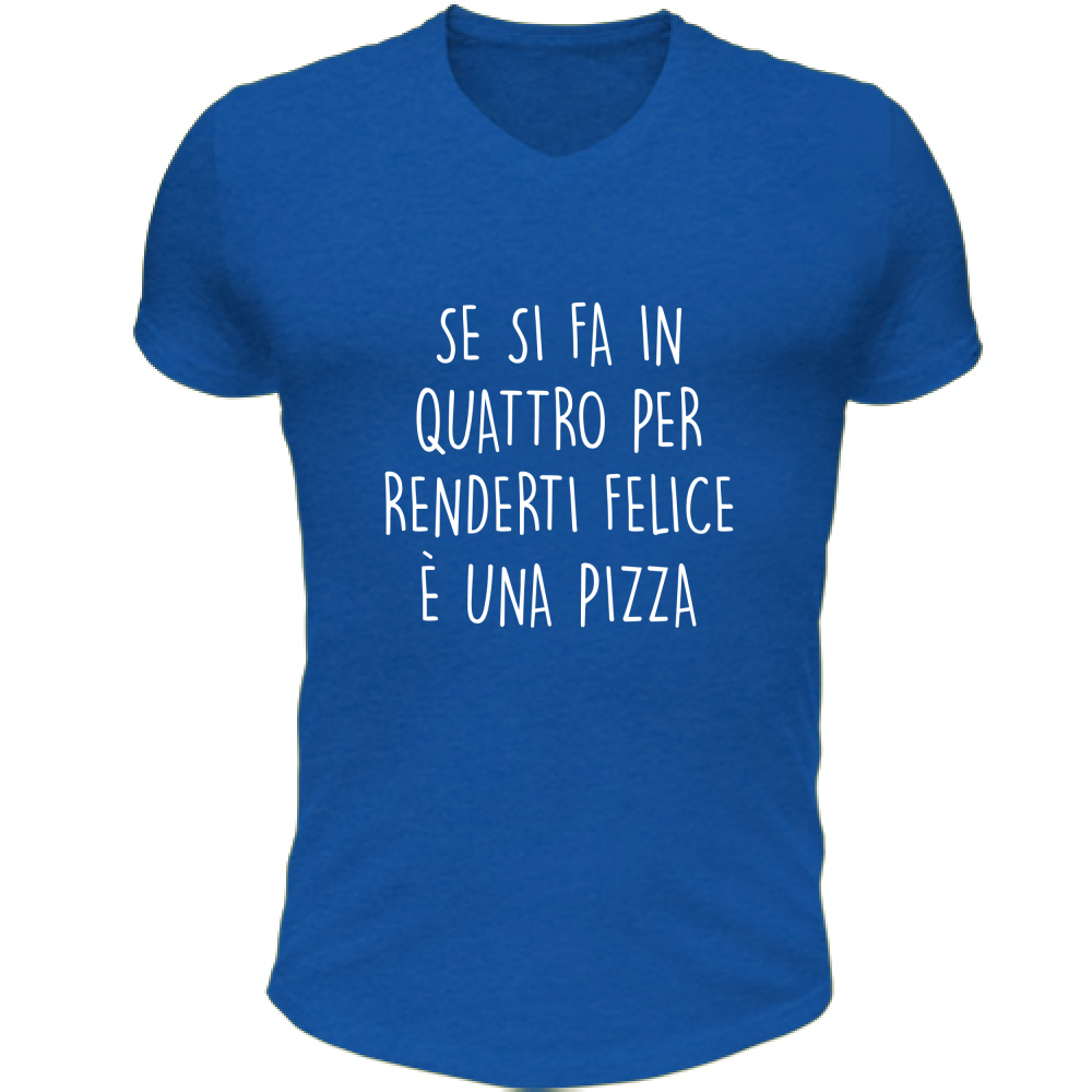 T-Shirt Unisex Scollo V Pizza - Scritte Divertenti