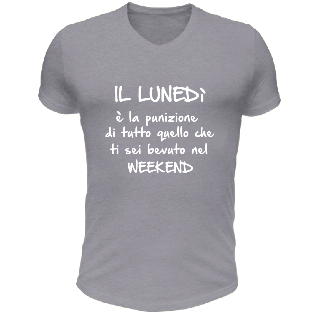 T-Shirt Unisex Scollo V Il lunedì - Scritte Divertenti