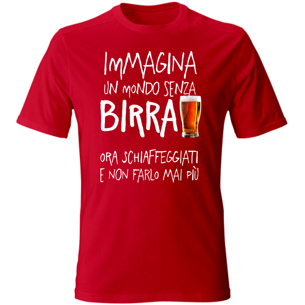 T-Shirt Unisex Large Mondo senza Birra - Scritte Divertenti