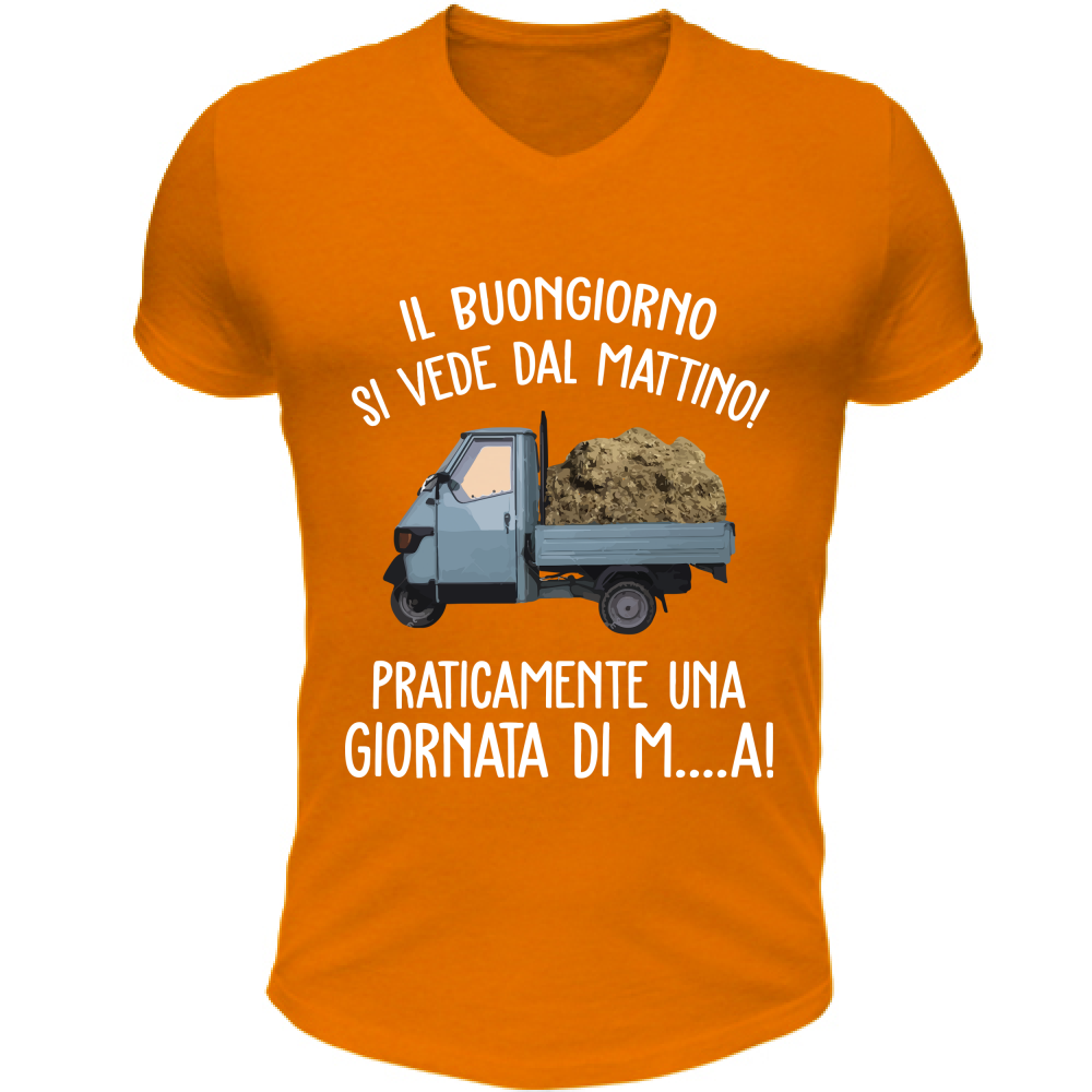 T-Shirt Unisex Scollo V Buongiorno si vede dal mattino