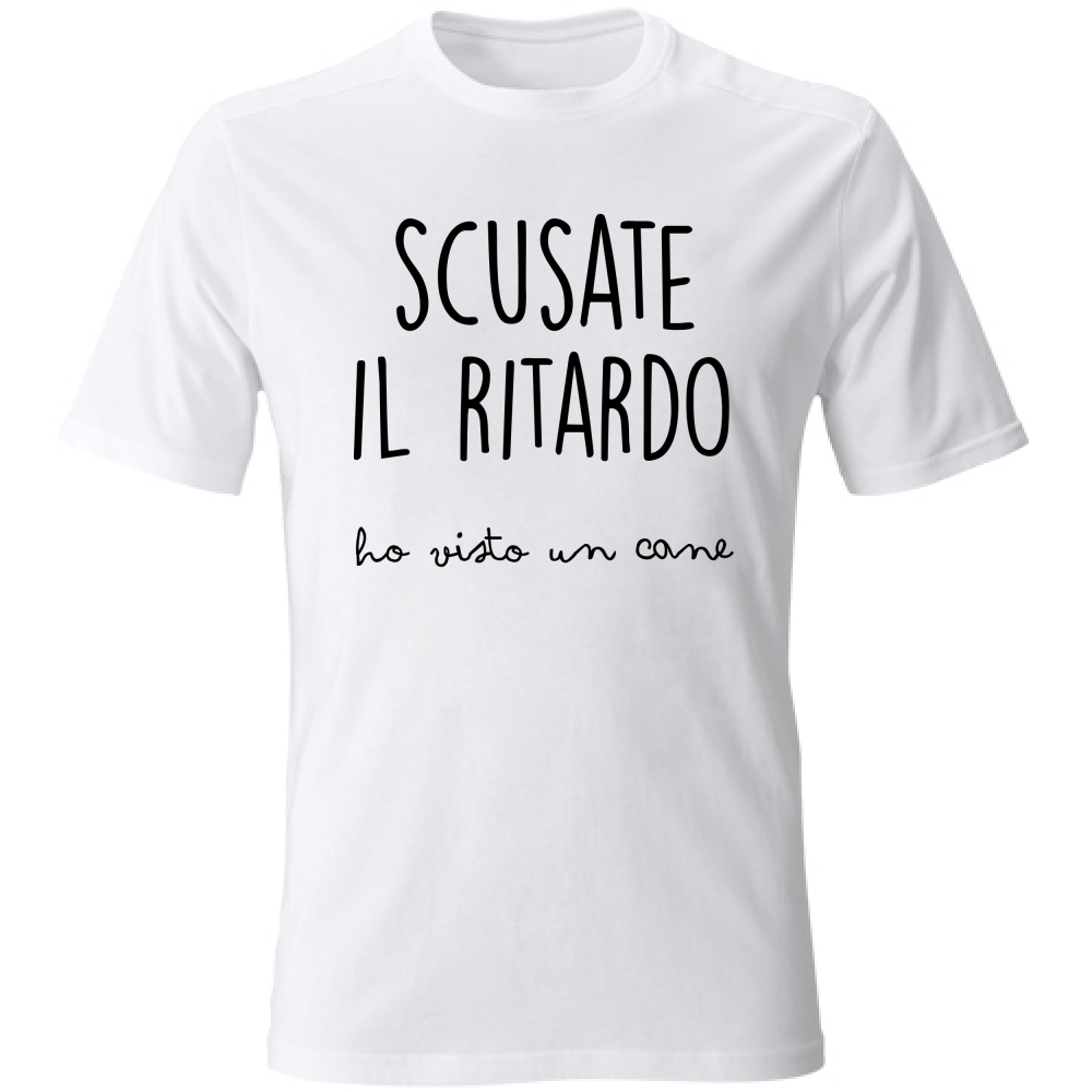 T-Shirt Unisex Ritardo Cane - Scritte Divertenti - Chiara