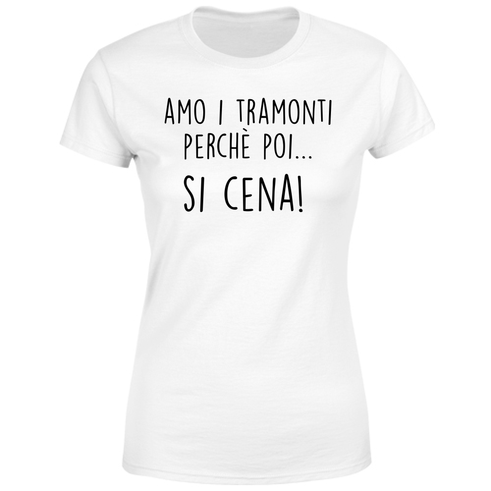 T-Shirt Donna Si cena - Scritte Divertenti - Chiara