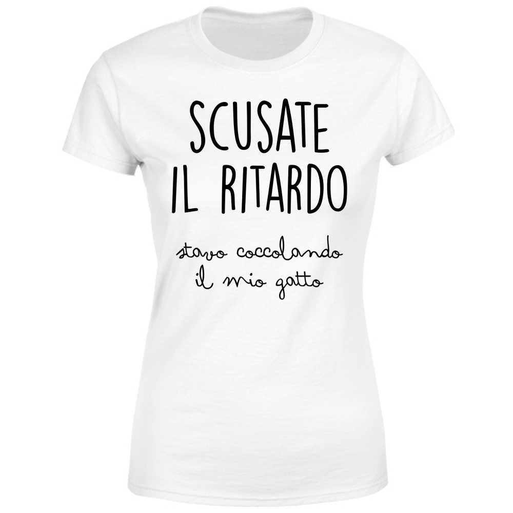 T-Shirt Donna Ritardo Gatto- Scritte Divertenti - Chiara