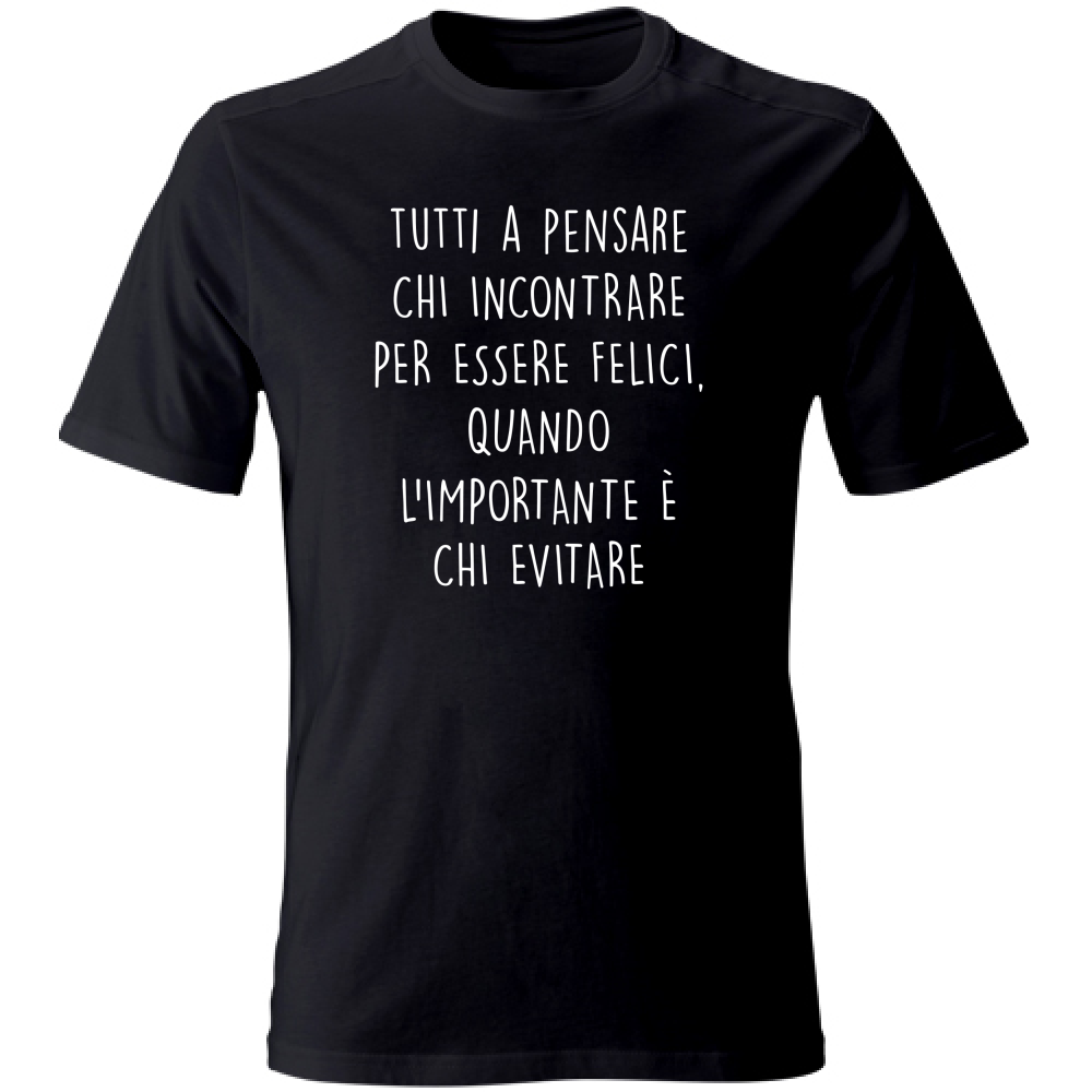 T-Shirt Unisex Large Chi evitare - Scritte Divertenti