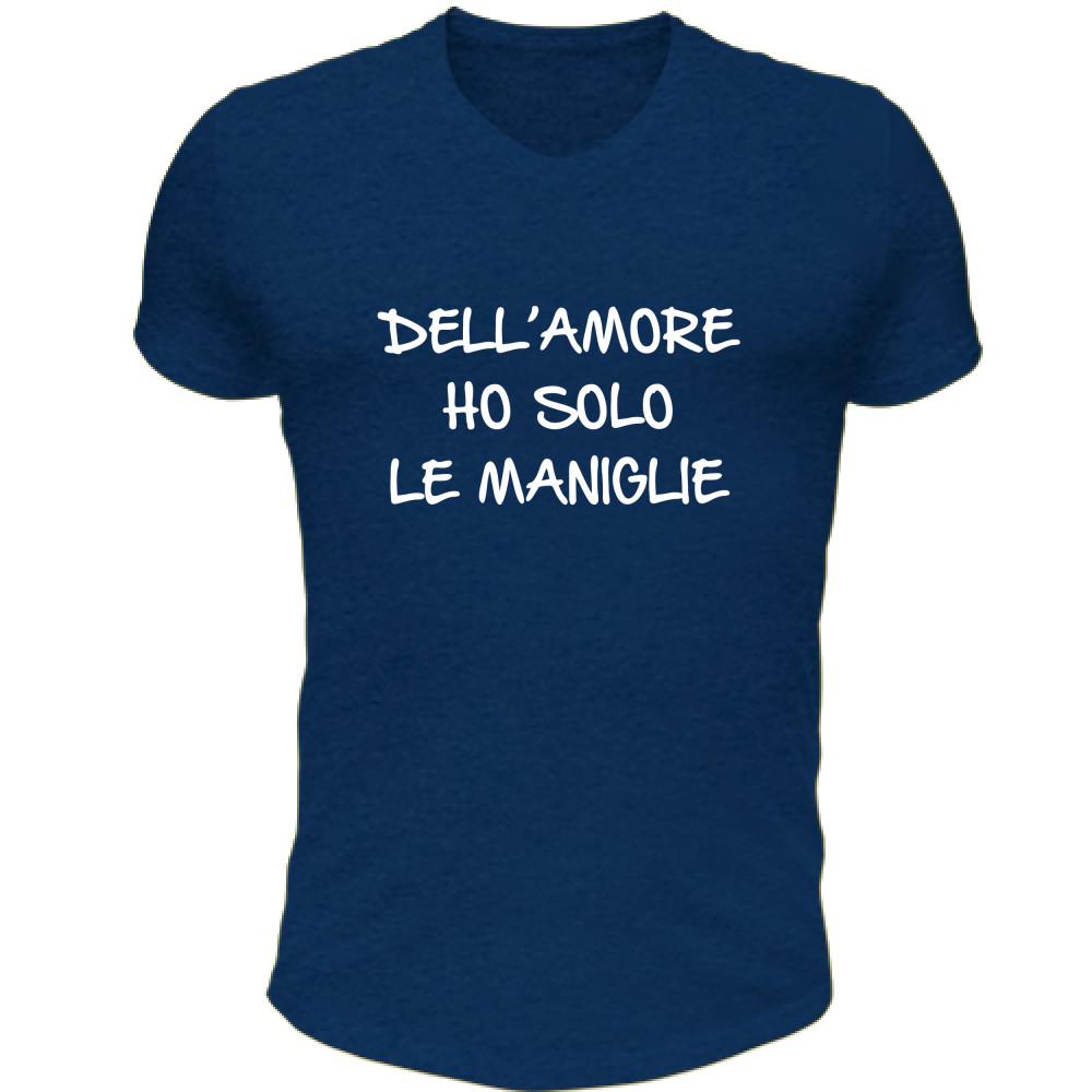 T-Shirt Unisex Scollo V Maniglie dell'amore - Scritte Divertenti