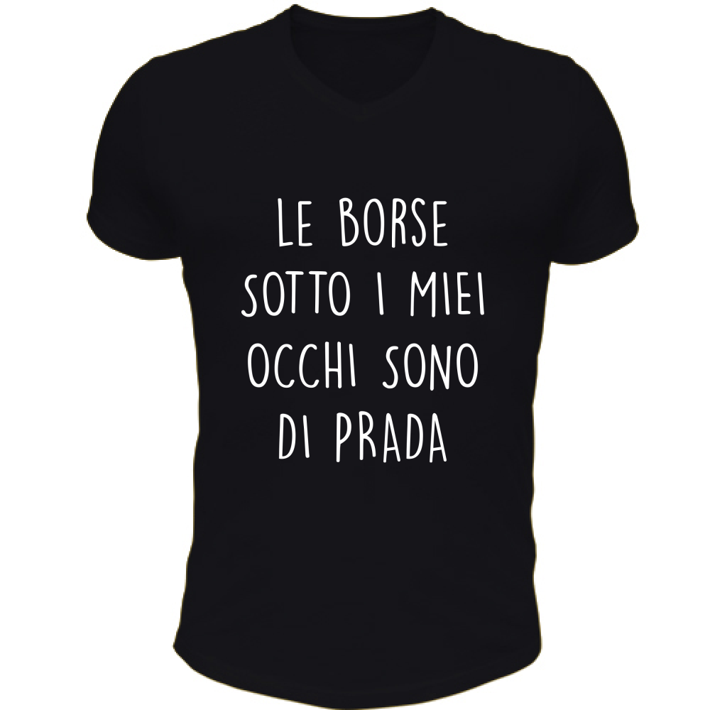 T-Shirt Unisex Scollo V Borse - Scritte Divertenti