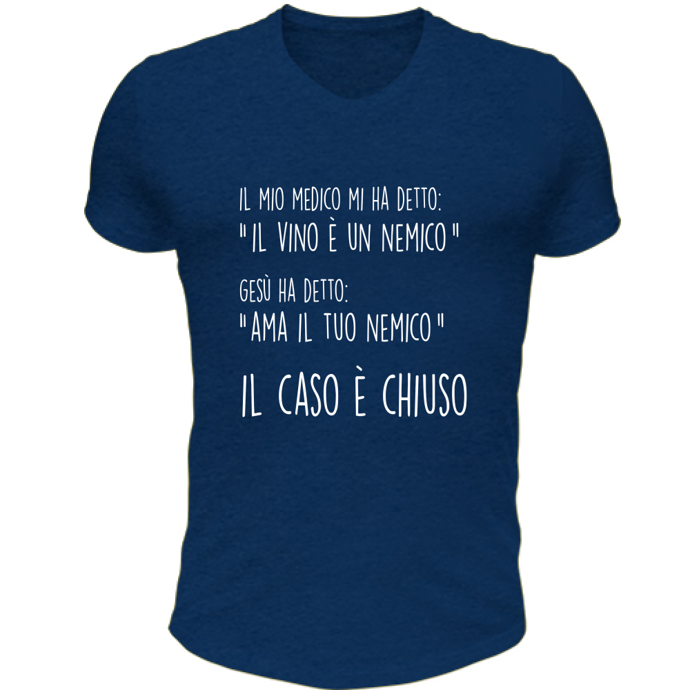 T-Shirt Unisex Scollo V Il caso è chiuso - Scritte Divertenti