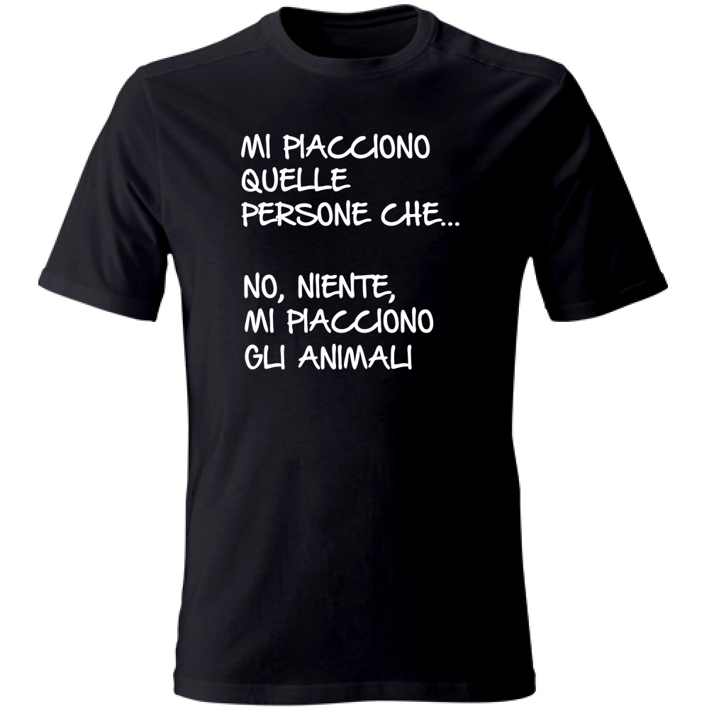 T-Shirt Unisex Large Mi piacciono gli animali - Scritte Divertenti