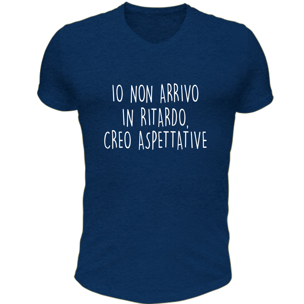 T-Shirt Unisex Scollo V Aspettative - Scritte Divertenti