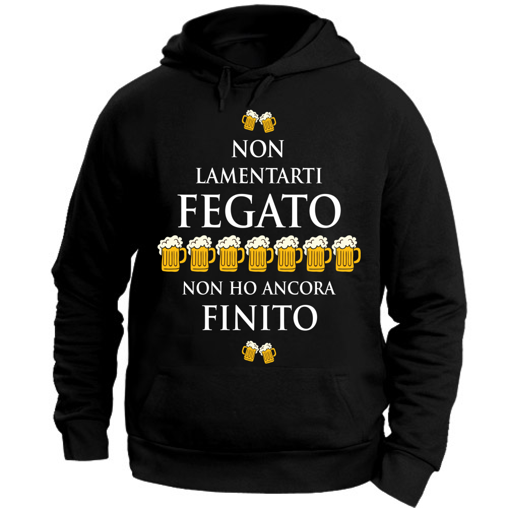 Felpa con Cappuccio Unisex Large Fegato - Scritte Divertenti