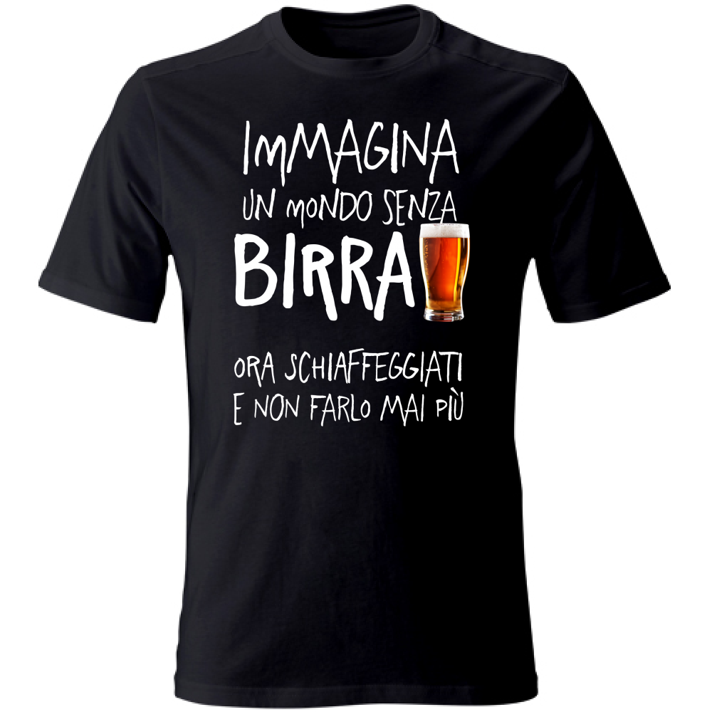 T-Shirt Unisex Large Mondo senza Birra - Scritte Divertenti