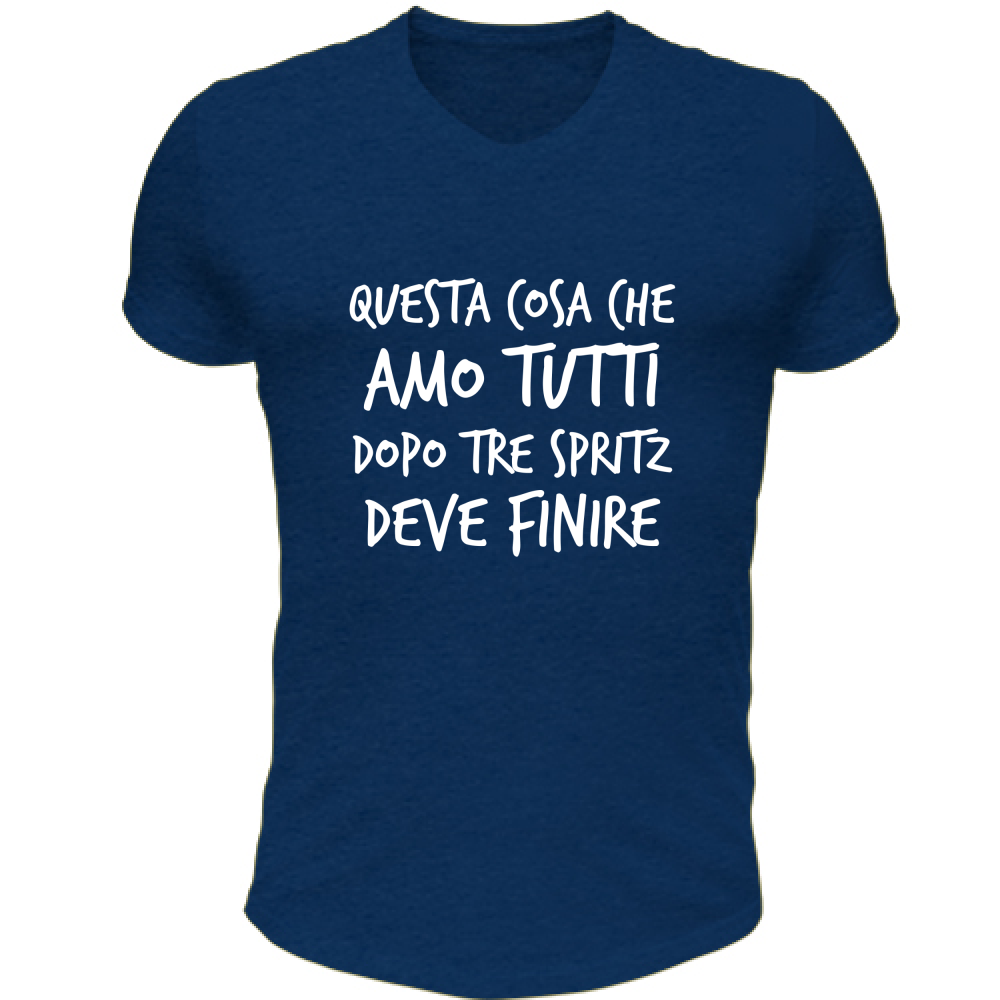 T-Shirt Unisex Scollo V Amo tutti - Scritte Divertenti