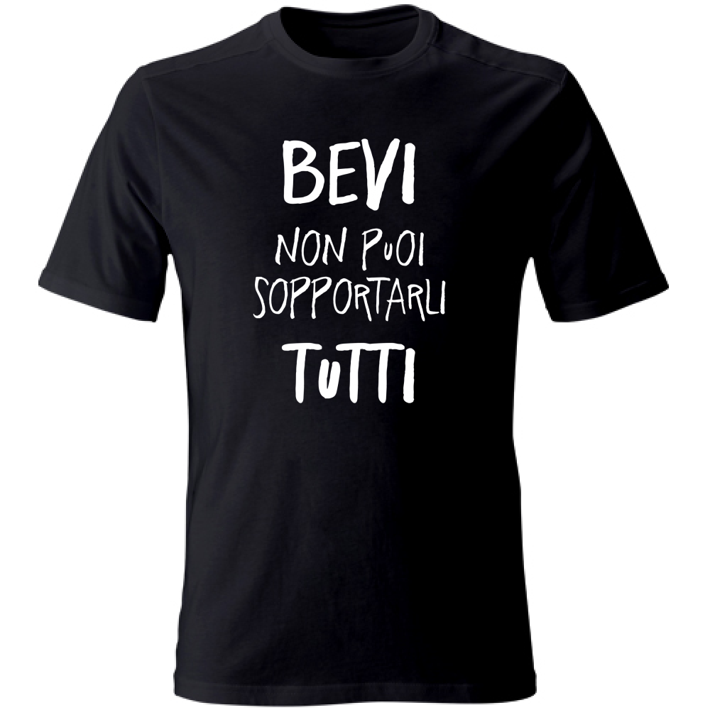 T-Shirt Unisex Large Sopportarli tutti - Scritte Divertenti